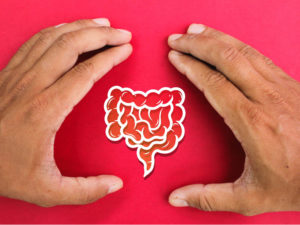 hands making bracket round a gut icon