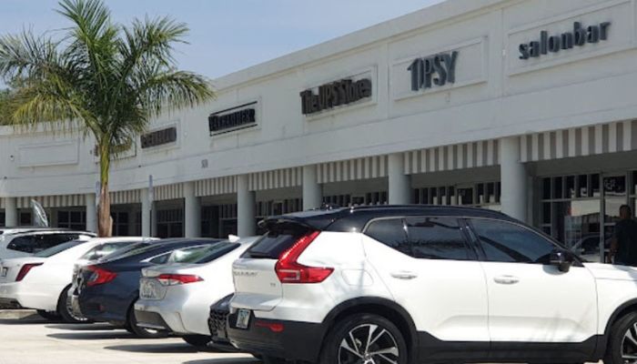 View of the Polo Club shops in Boca Raton Florida, from the parking lot